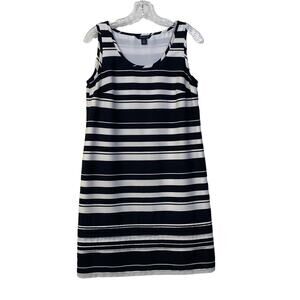 TOMMY HILFIGER Women's S Striped Tank Dress Black White Pullover Preppy Sporty